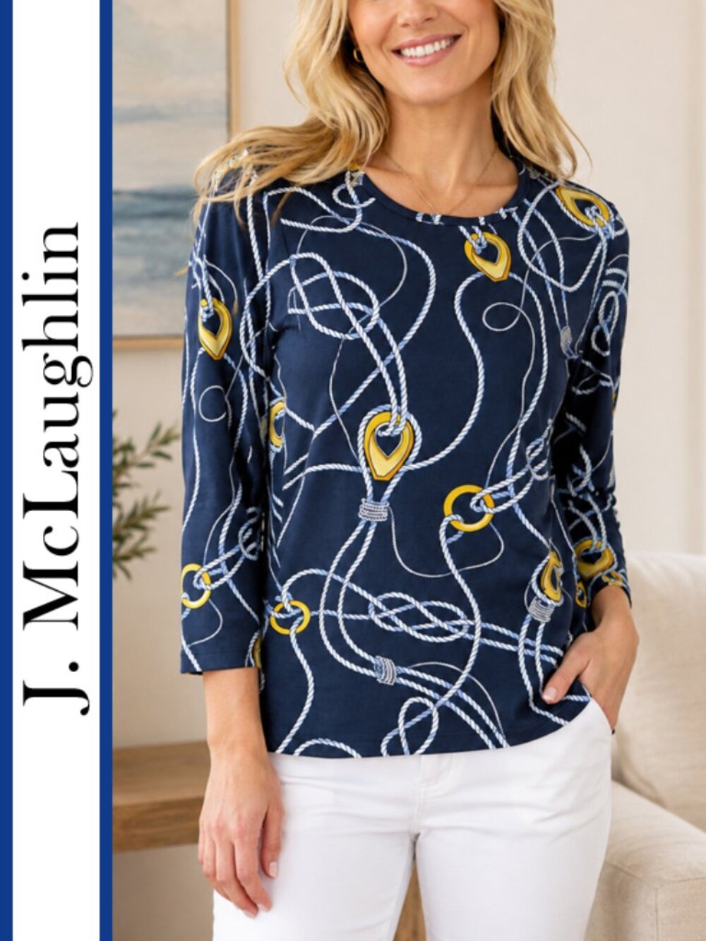 J McLaughlin | Nautical Rope Knot Signature Tee Top